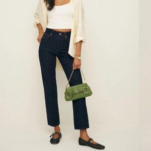 Reformation Cynthia High Rise Straight Cropped Jeans in Black